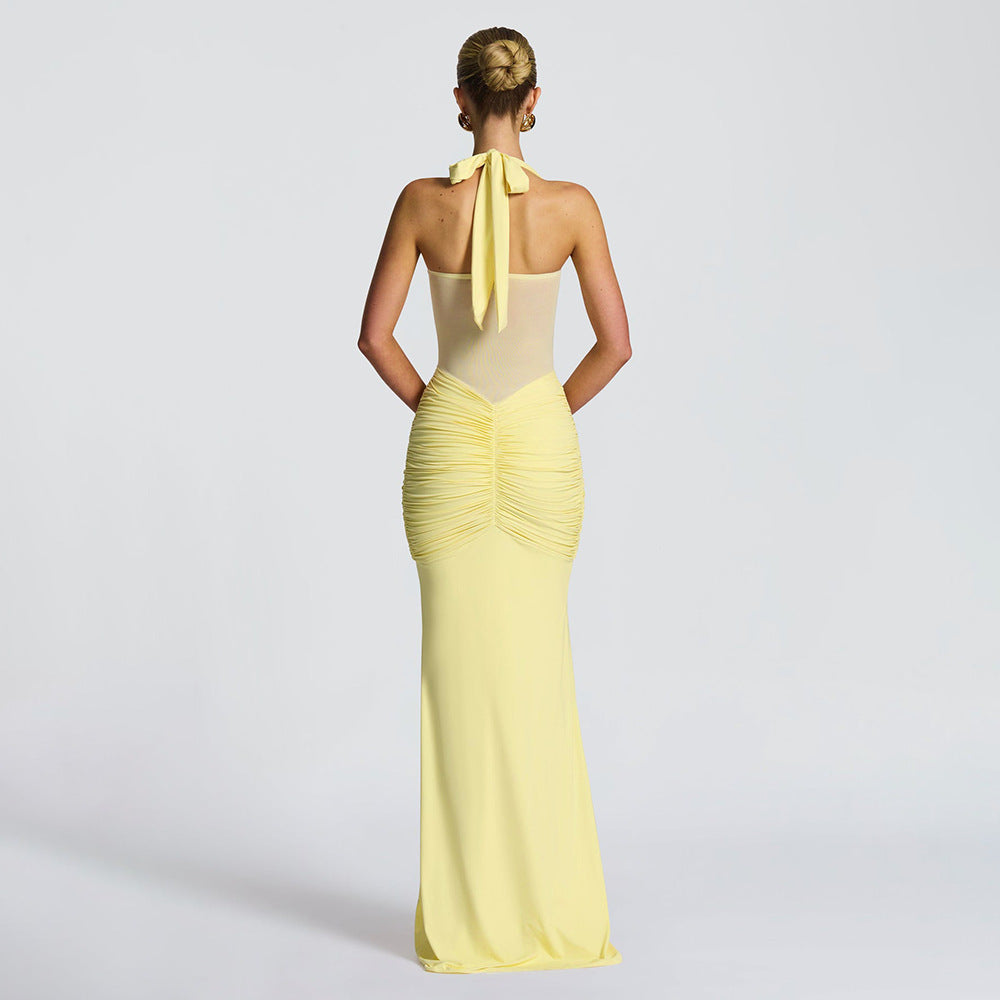 Damen nan figurbetontes Neckholder-Abendkleid mit transparentem Mesh-Einsatz und geraffter Hüftpartie Echo Archiv