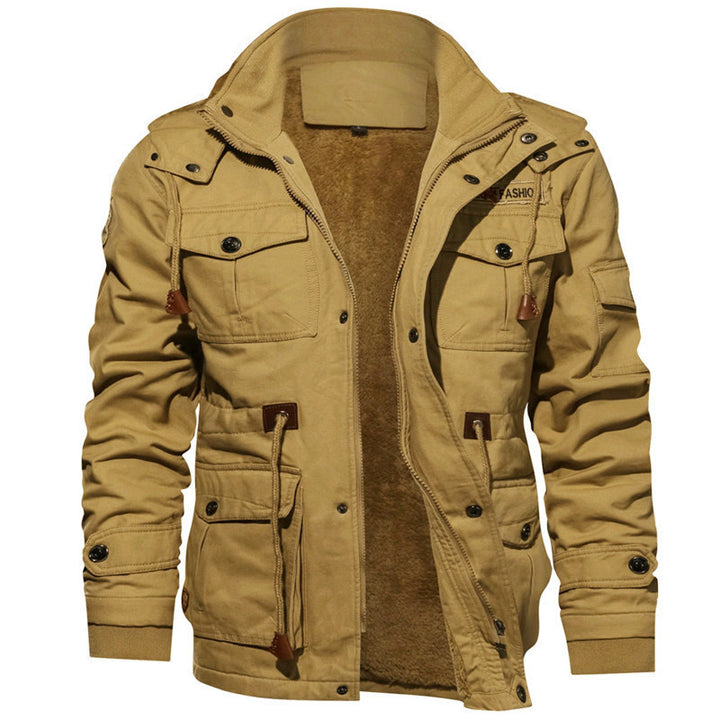 Herren Gefütterte Feldjacke aus Canvas mit Kapuze und Mehrfach-Taschen Echoarchiv