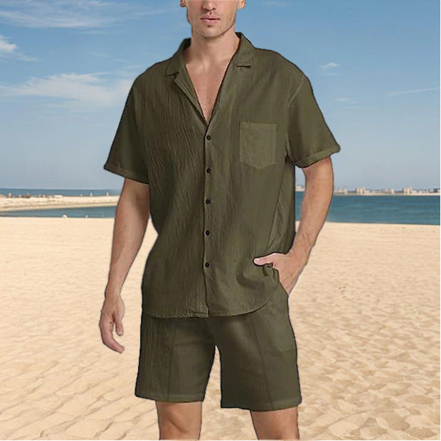 Herren lässiges Kurzarmhemd und Shorts Set aus atmungsaktivem Material Echoarchiv