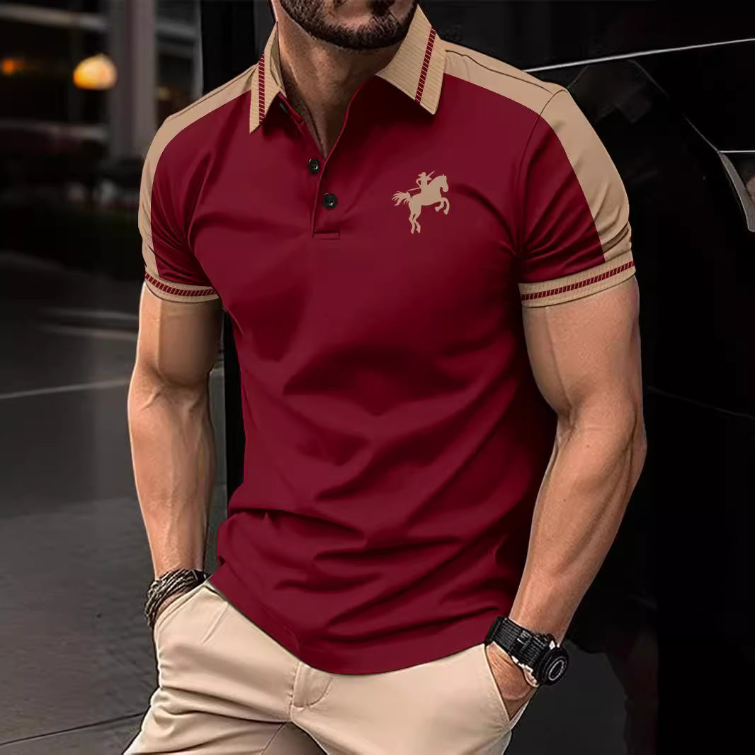 Herren modisches Kurzarm-Polohemd mit stylischem Farbkontrast und hochwertigem Material Echoarchiv