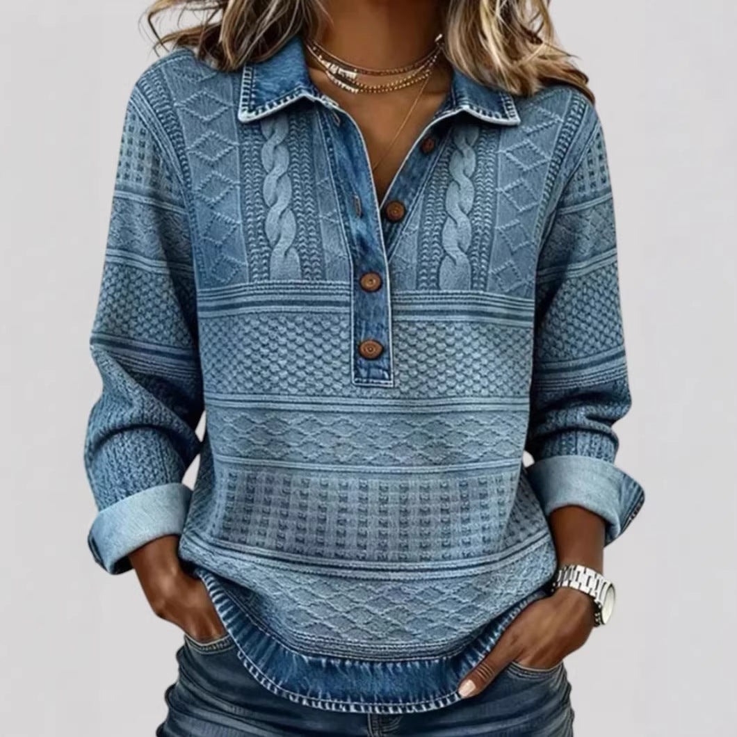 Damen Modische Pullover-Hemd – Mavelle