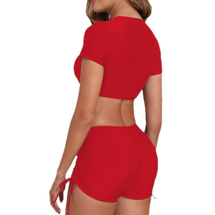 Damen Sportliches Bikini-Set mit kurzem Oberteil und schnürbarem Höschen Echo Archiv
