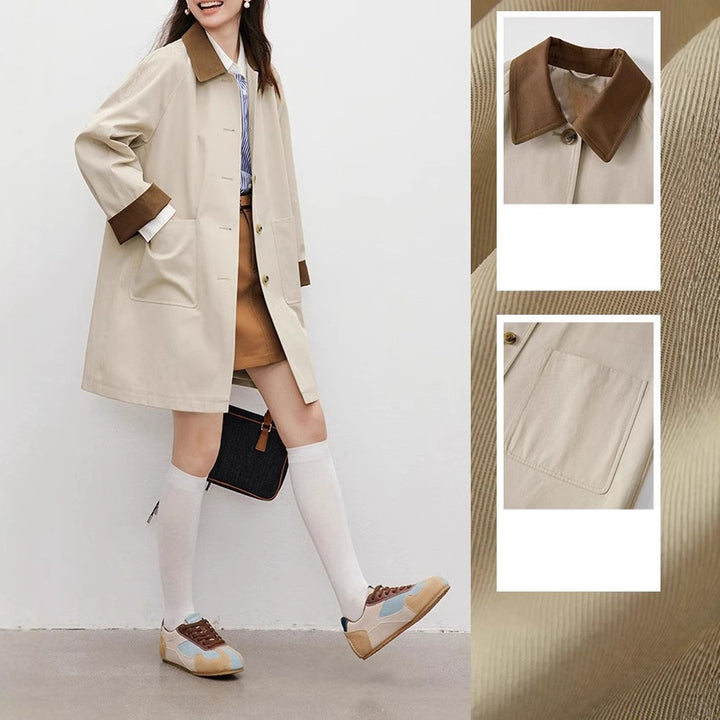 Damen Modische Übergangsjacke mit kontrastreichen Ärmeln Echoarchiv