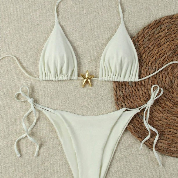 Damen Triangel-Bikini-Set mit verstellbaren Trägern und dekorativem Schmuckelement Echo Archiv