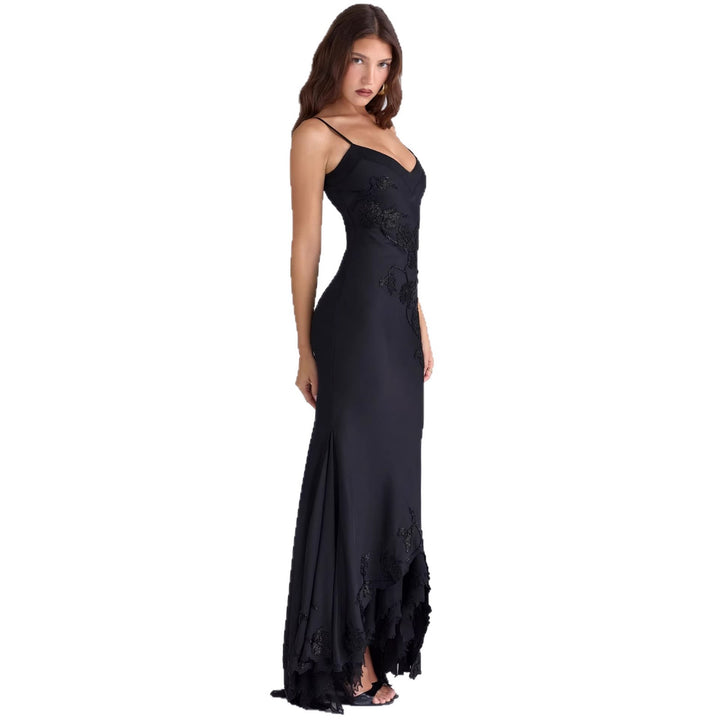 Damen Elegantes Abendkleid mit floralem Spitzenbesatz Echo Archiv
