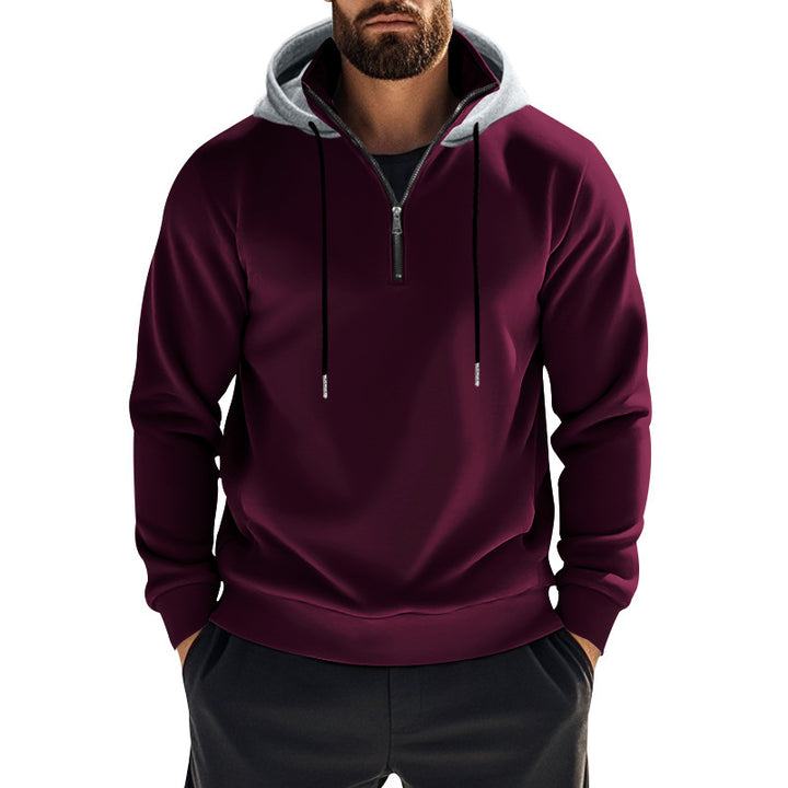 Herren moderner Kapuzenpullover mit halbem Reißverschluss und Kängurutasche Echoarchiv