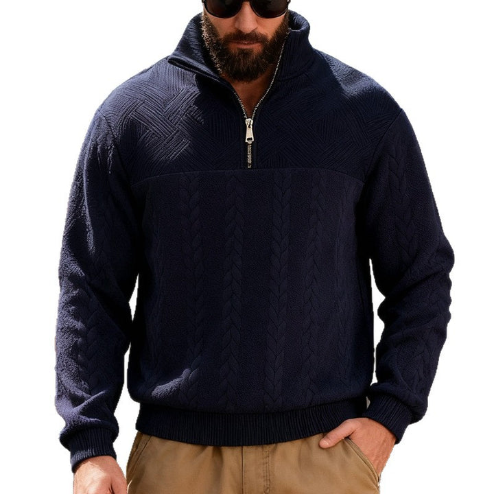 Herren Fleece-Pullover mit hohem Kragen und Reißverschluss Echoarchiv