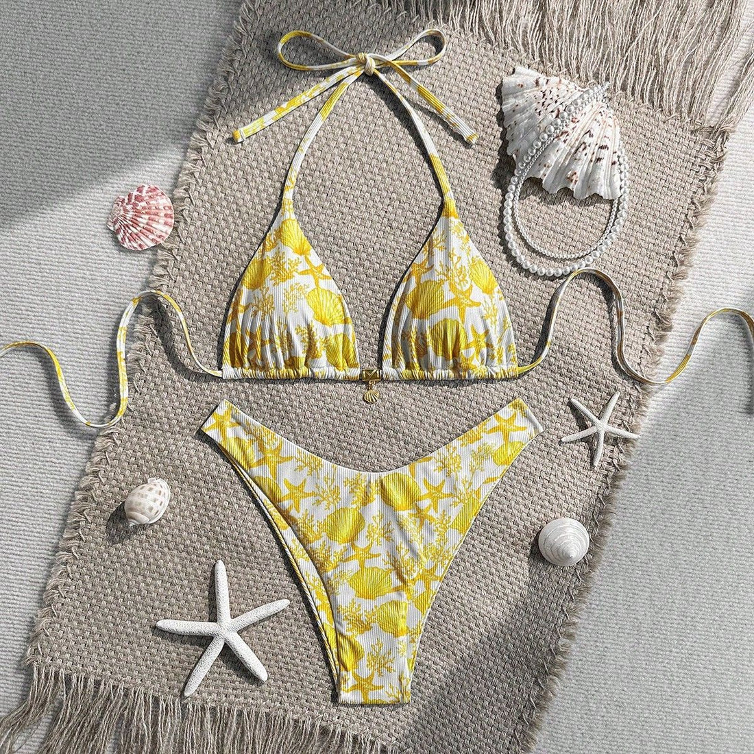 Damen Triangel-Bikini mit maritimem Korallenmuster – Maréssa