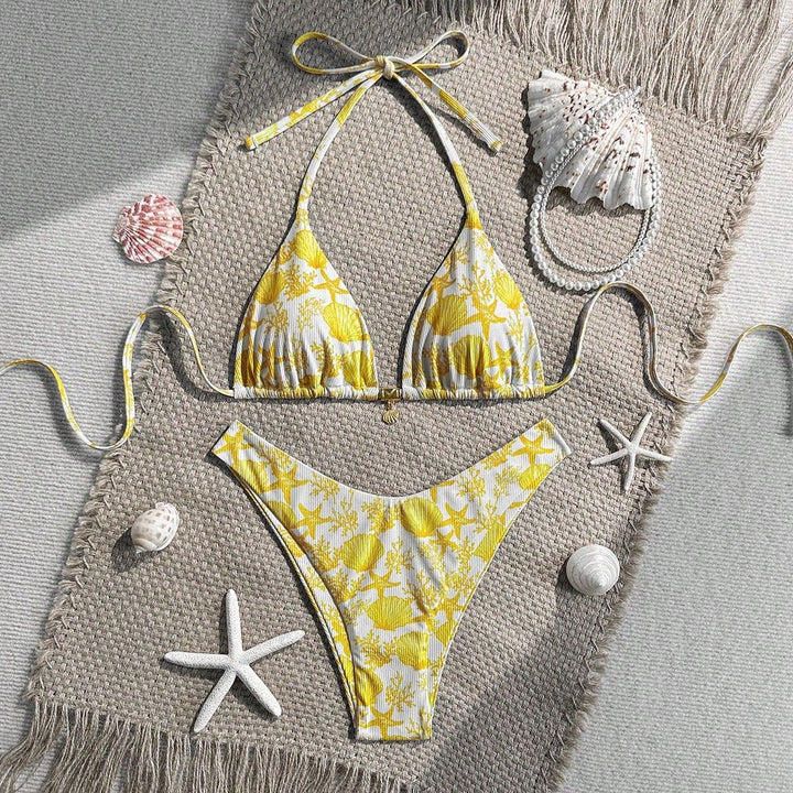 Damen Triangel-Bikini mit maritimem Korallenmuster Echo Archiv