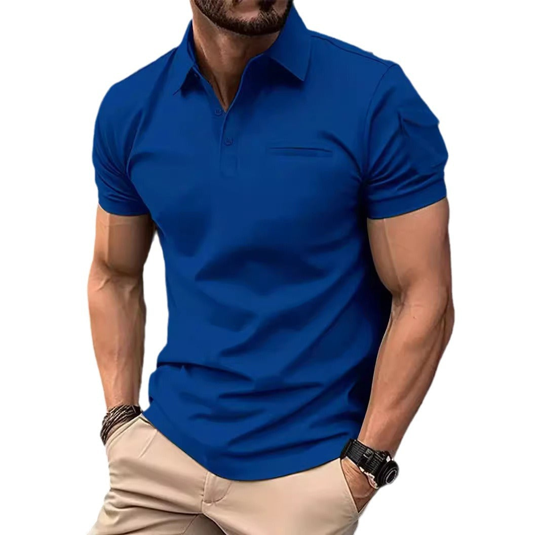 Herren modern geschnittenes Kurzarm-Polohemd mit Brusttasche Echoarchiv