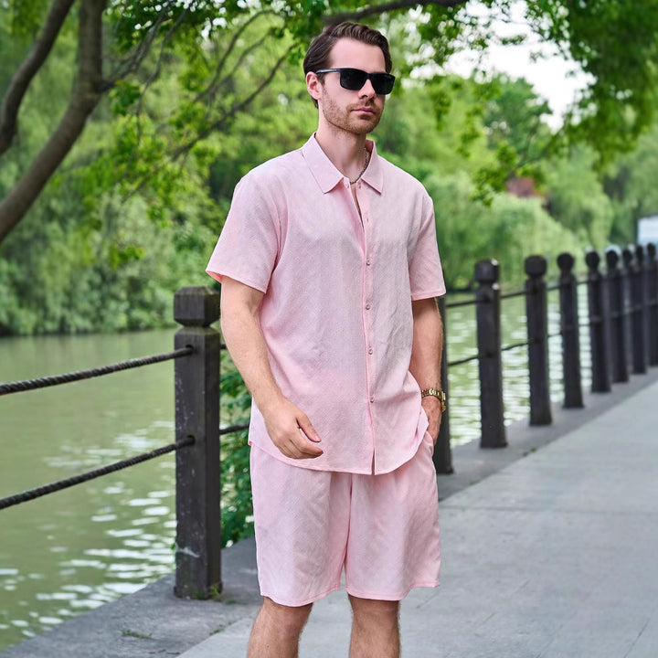 Herren lässiges Kurzarmhemd und kurze Hose Set Echoarchiv
