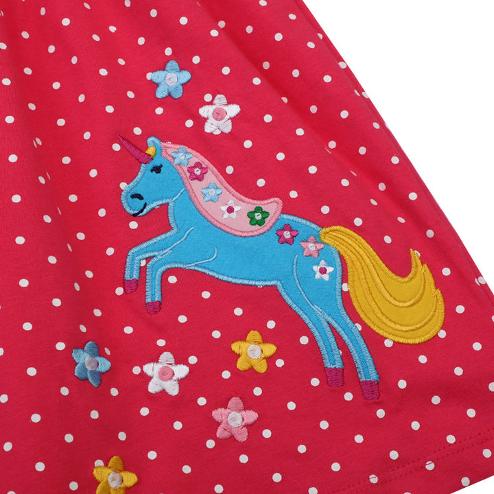 Mädchen Kleid mit niedlicher Pferdemotiv und Punkten Echo Archiv