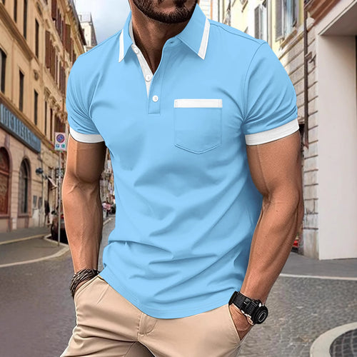 Herren modisches Kurzarm-Polohemd mit Tasche Echoarchiv