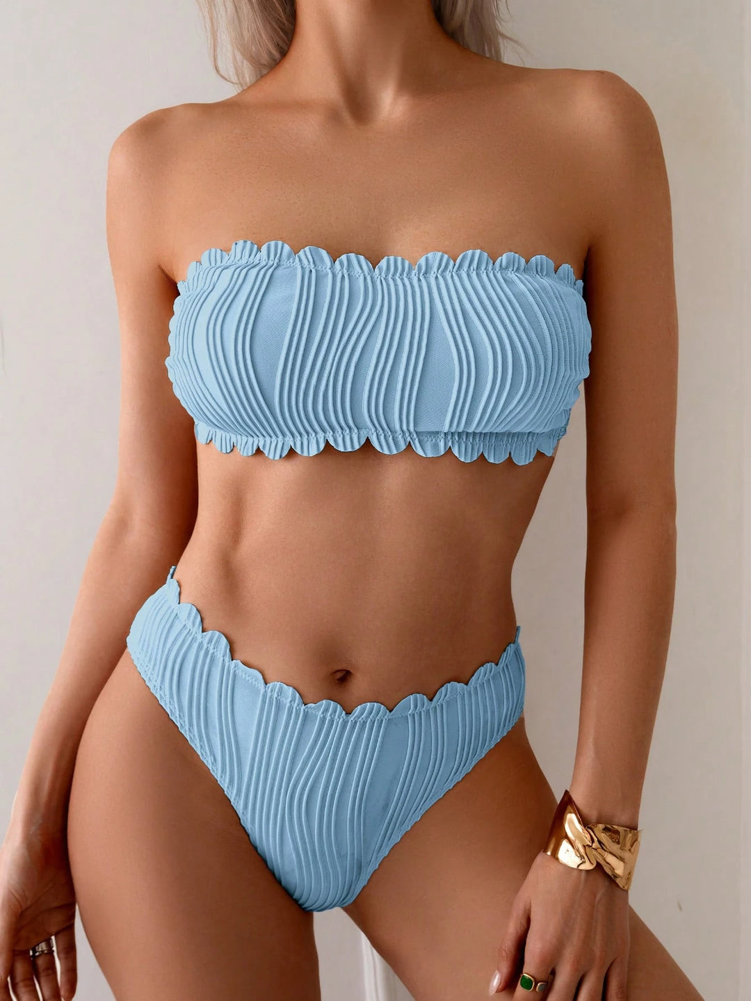 Damen Bandeau-Bikini mit modischem Wellenmuster Echo Archiv