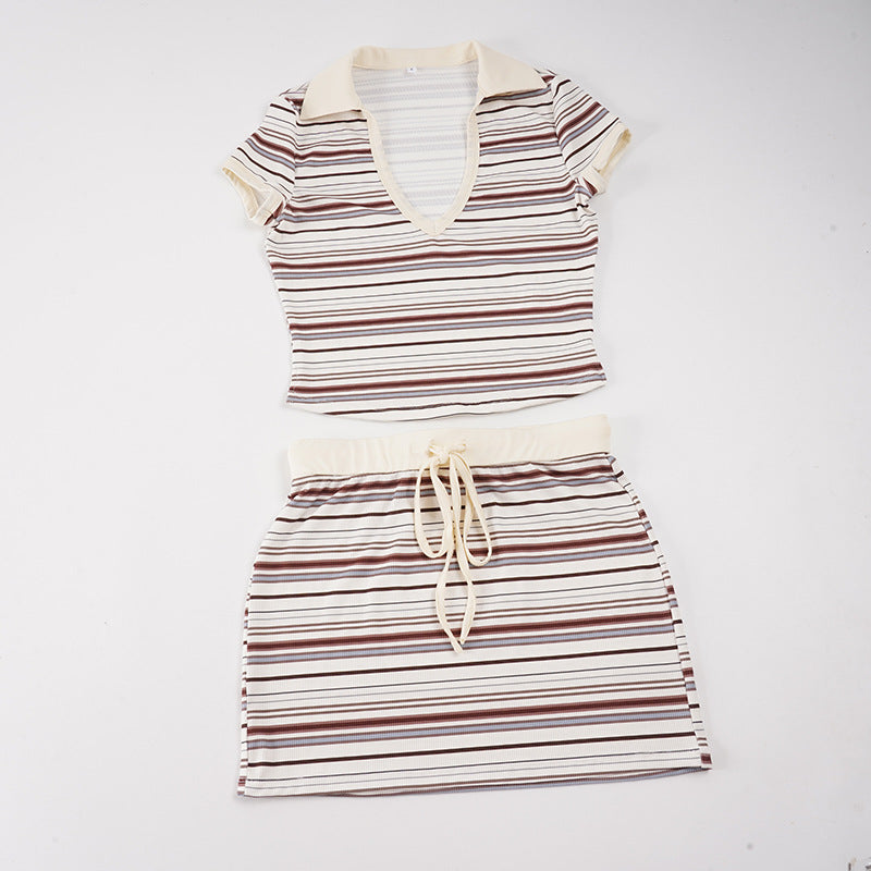 Damen gestreiftes Zweiteiliges Freizeitoutfit Echo Archiv