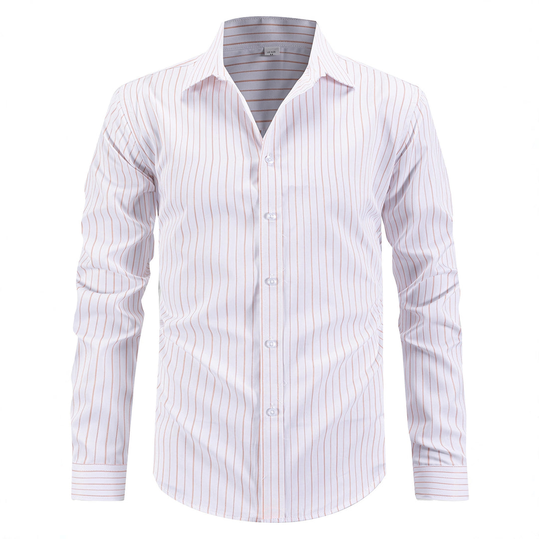 Herren elegantes gestreiftes Langarmhemd Echoarchiv