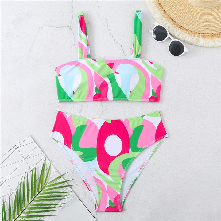 Damen Hochgeschnittener Bikini mit kreativen grafischen Musterdetails Echo Archiv