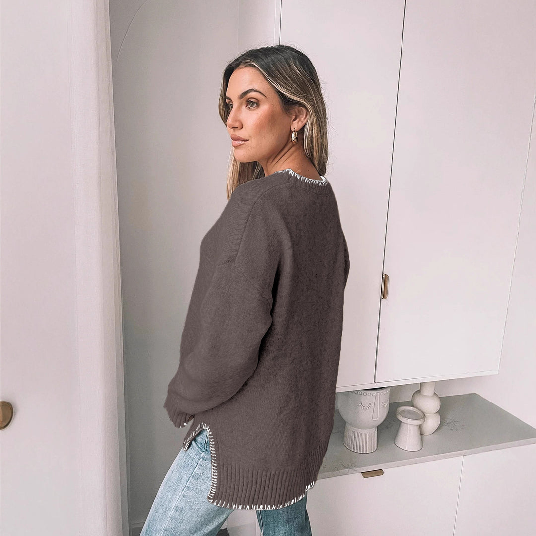 Damen Lässiger Strickpullover mit Rippdetails Echo Archiv