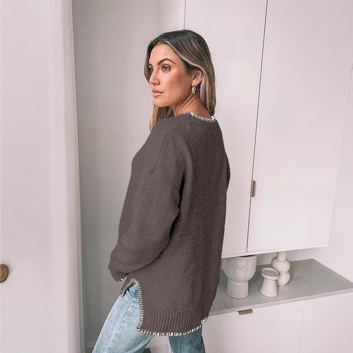 Damen Lässiger Strickpullover mit Rippdetails Echo Archiv