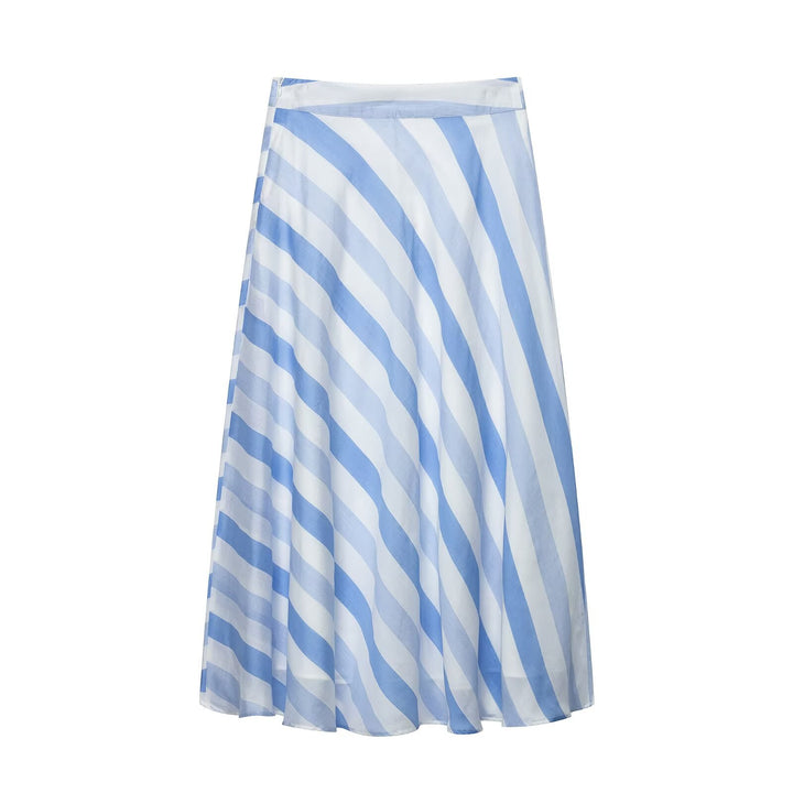 Damen Diagonal gestreifter A-Linien Midirock aus Chiffon mit hohem Bund und seitlichem Reißverschluss Echo Archiv