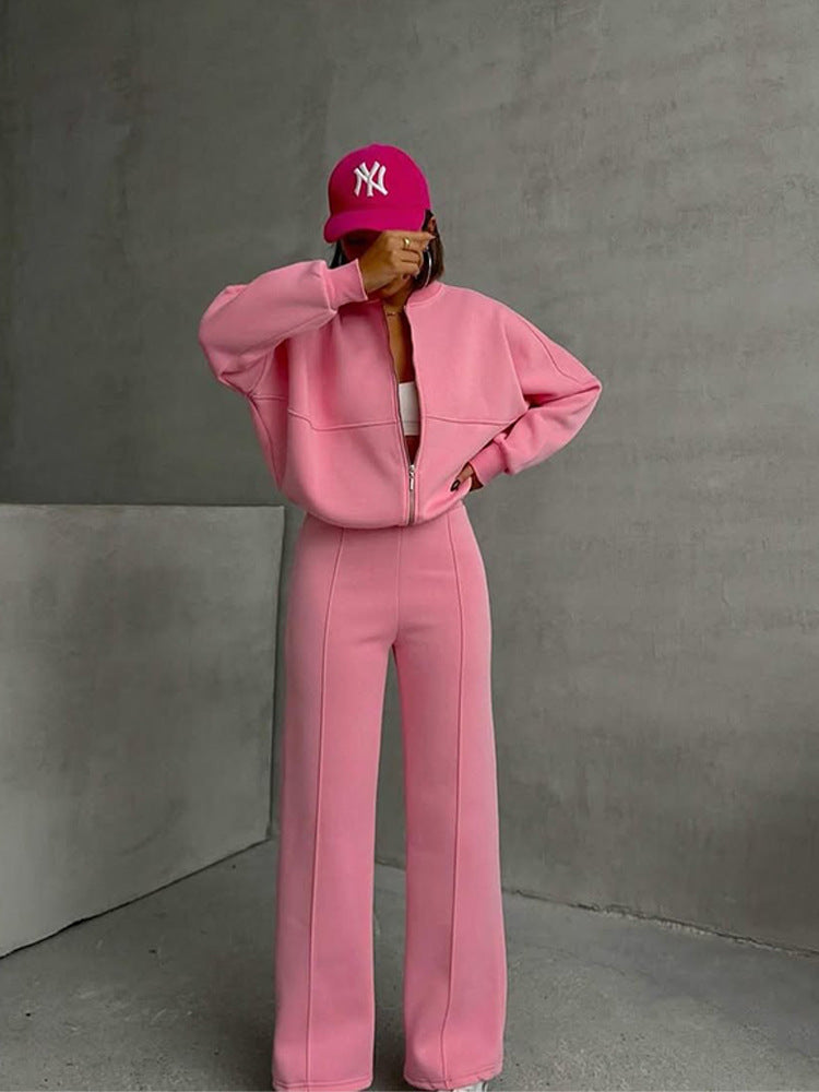 Damen nan Oversize Reißverschlussjacke mit weiter High-Waist Loungehose Set Echo Archiv