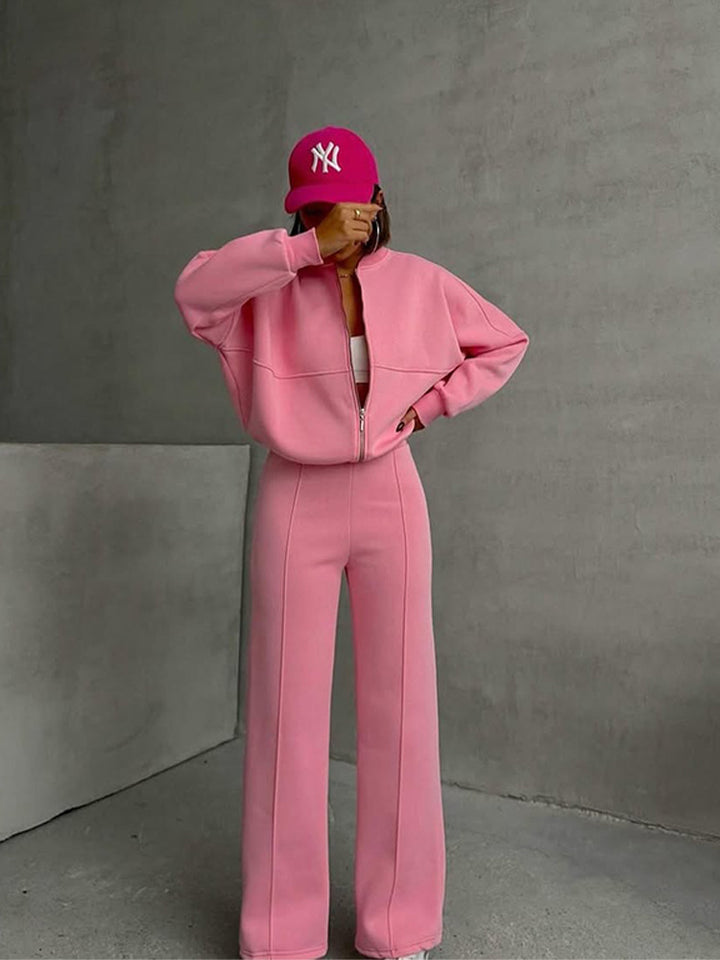 Damen nan Oversize Reißverschlussjacke mit weiter High-Waist Loungehose Set Echo Archiv