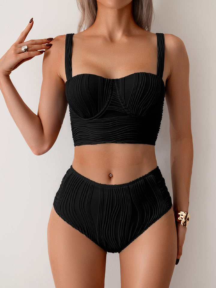 Damen Bikini-Set mit elegantem Rüschendesign und hohem Taillenbund Echo Archiv