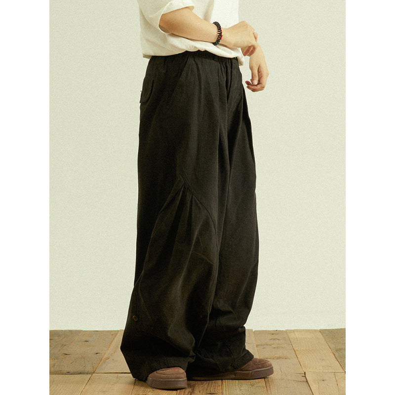 Herren Weite Baggy-Cargo-Hose mit Faltendetails und elastischem Bund Echoarchiv