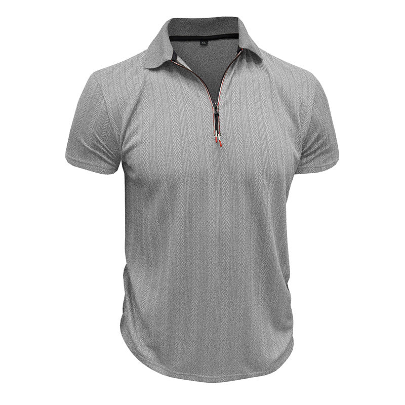 Herren Poloshirt mit Reißverschluss und strukturiertem Dessin Echoarchiv
