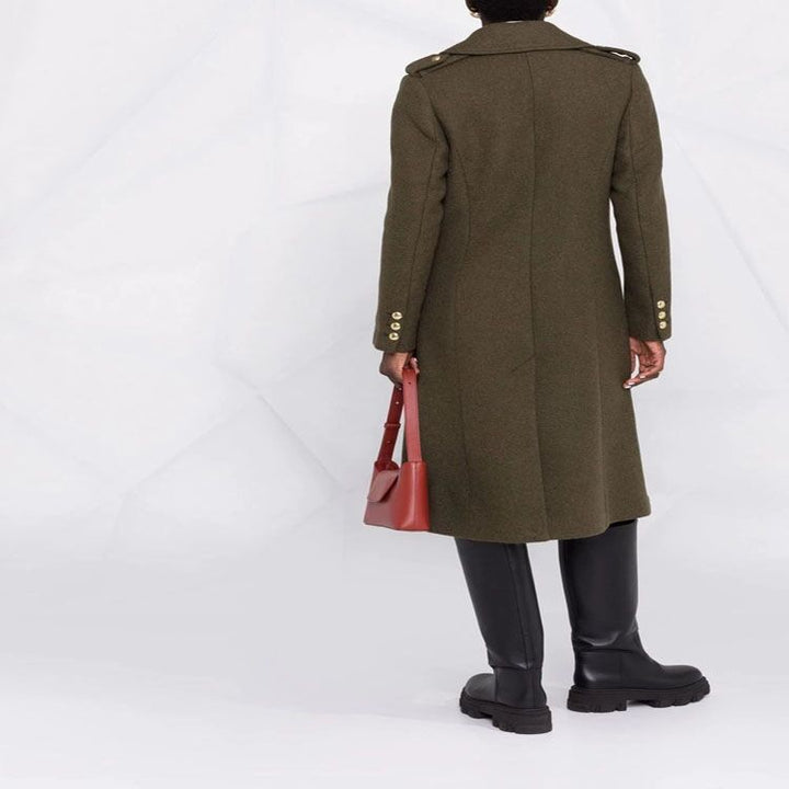 Damen A‑Linien Wollmix‑Mantel mit zweireihigem Tailoring, Metallknöpfen und Klappentaschen Echoarchiv