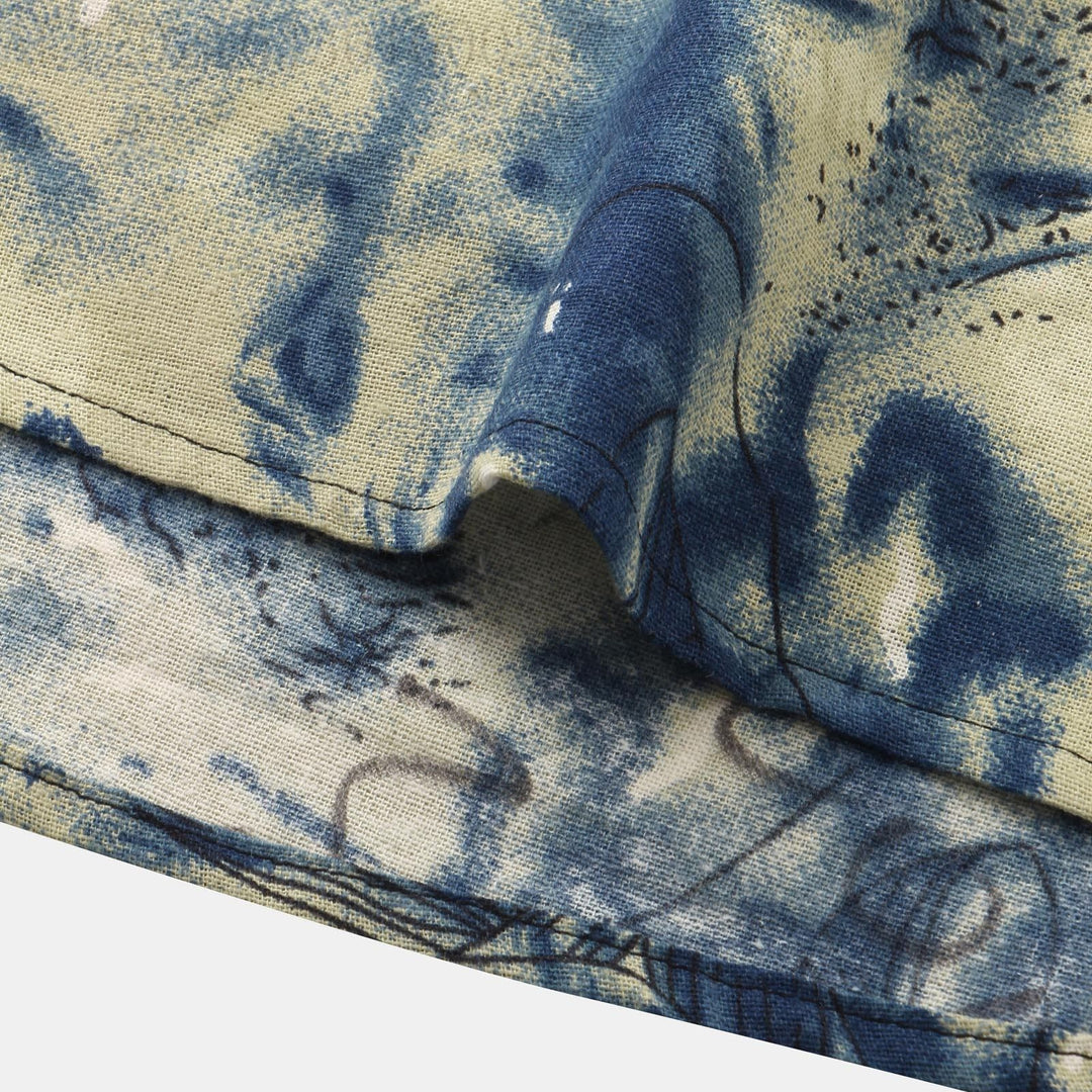 Herren Kurzarmhemd mit kreativem Aquarellmuster und button-down Kragen Echoarchiv