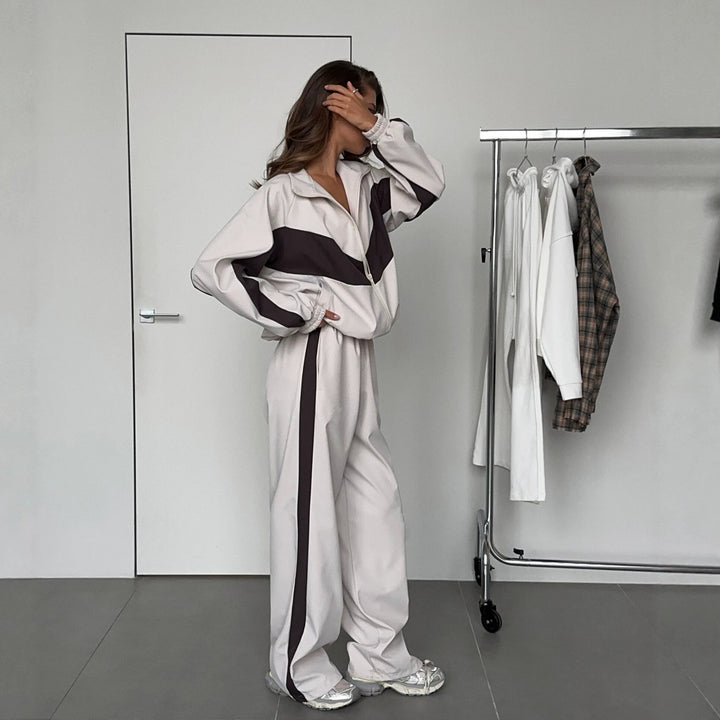 Damen nan sportives Trainingsanzug-Set mit Windbreaker-Jacke und weitem Hosenbein Echo Archiv