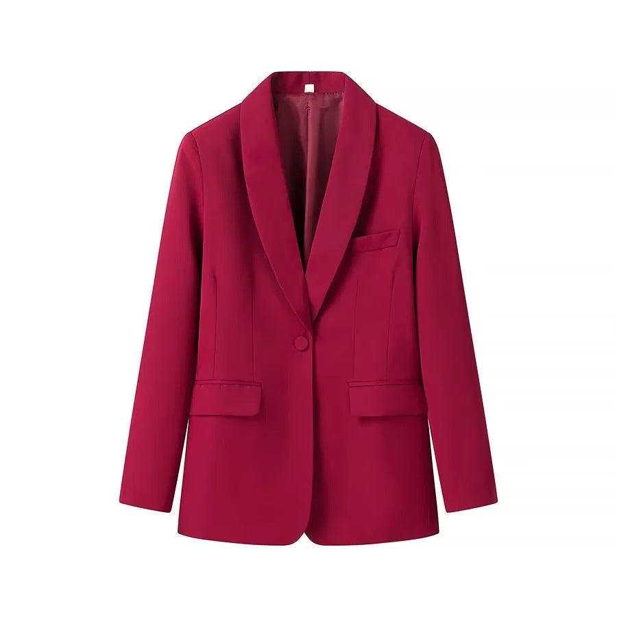 Damen taillierter Longblazer mit Schalkragen, verdecktem Knopfverschluss und Pattentaschen – Valéne