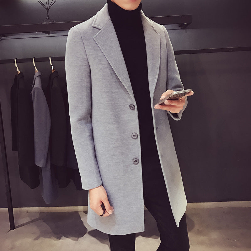 Herren nan eleganter Einreihermantel aus Wollmix mit schmalem Revers und wärmender Innenlage Echo Archiv