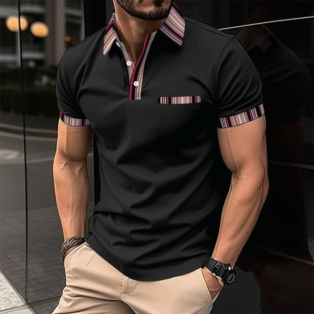 Herren elegantes Poloshirt mit strukturiertem Kragen und modischen Akzenten Echoarchiv