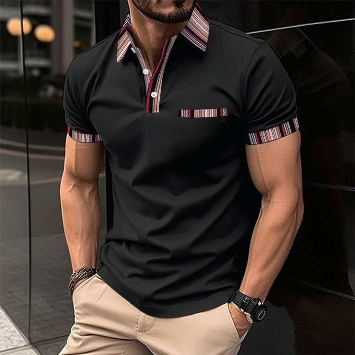 Herren elegantes Poloshirt mit strukturiertem Kragen und modischen Akzenten Echoarchiv