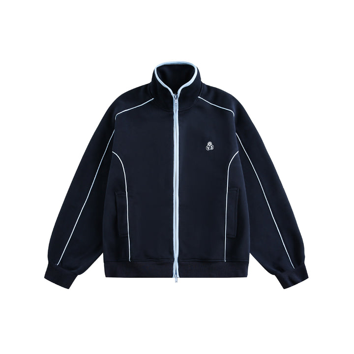 Damen Oversize-Sweatjacke mit Stehkragen und Zwei-Wege-Reißverschluss Echoarchiv
