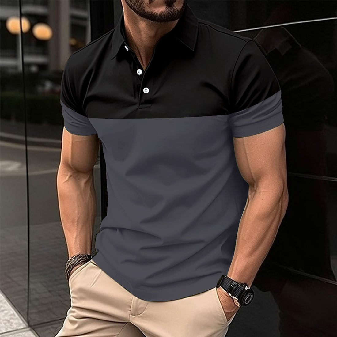 Herren modisches Poloshirt mit Farbblock-Design – Cavello