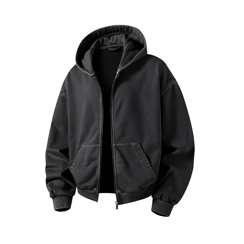 Herren Oversize Kapuzenjacke mit durchgehendem Reißverschluss, fleecegefüttert, Kängurutaschen & gerippten Bündchen Echoarchiv