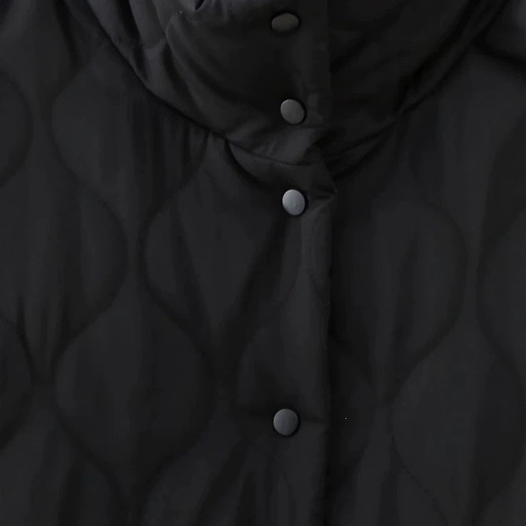 Damen Steppjacke mit Stehkragen und kontrastverzierten Rüschen-Taschen Echo Archiv
