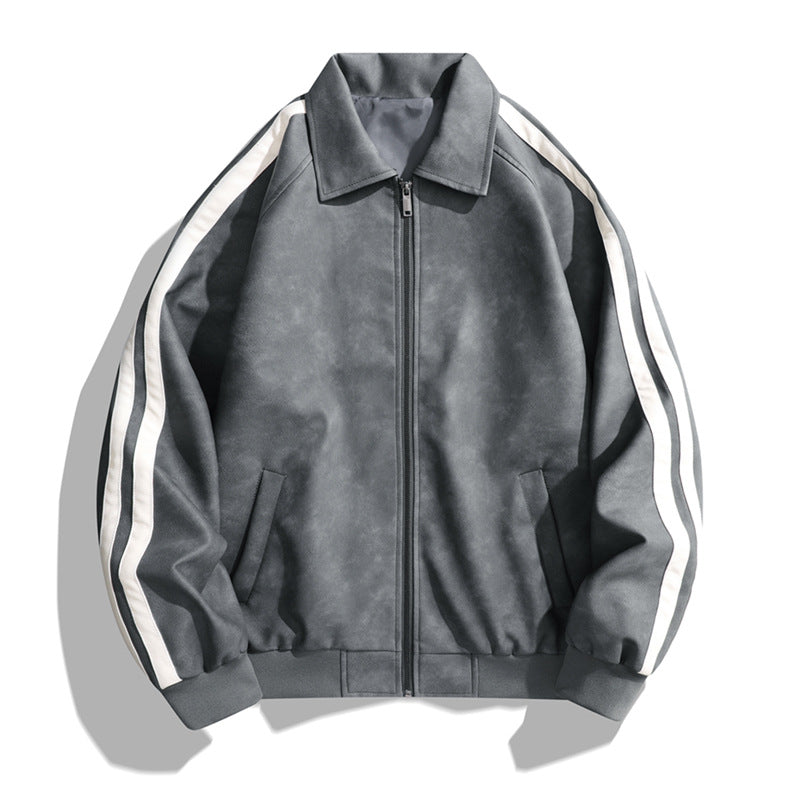 Herren lässige Retro-Bomberjacke mit Raffinierten Streifen Echoarchiv