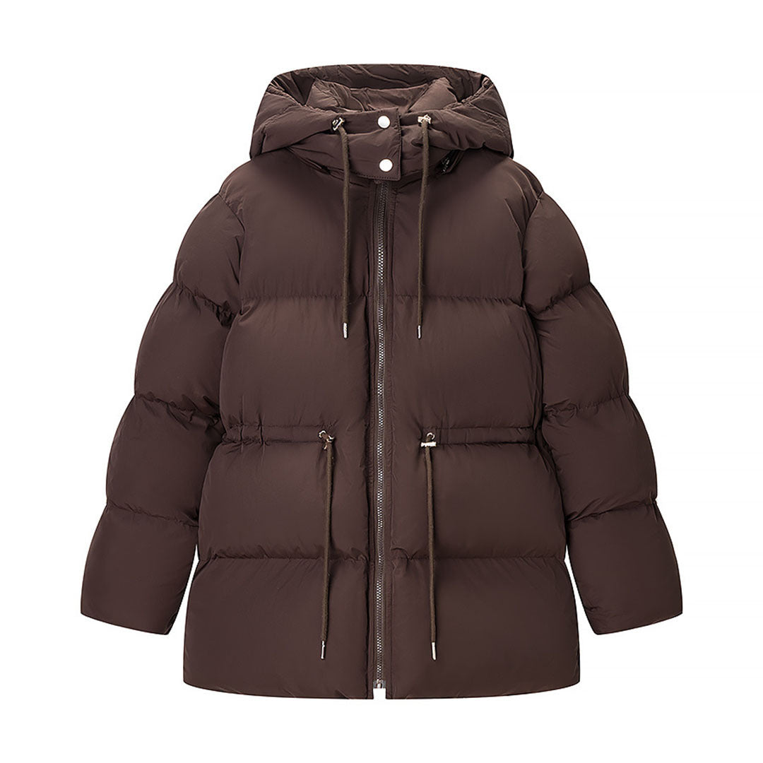 Damen Wattierte Pufferjacke mit Kapuze, taillierbarem Kordelzug und Zwei-Wege-Reißverschluss Echo Archiv