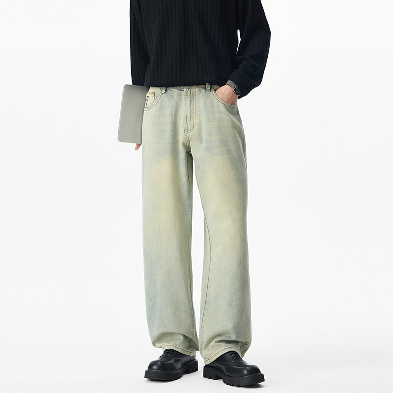 Herren Locker geschnittene Denim-Jeans mit weitem Bein und soften Vintage-Fade Echo Archiv