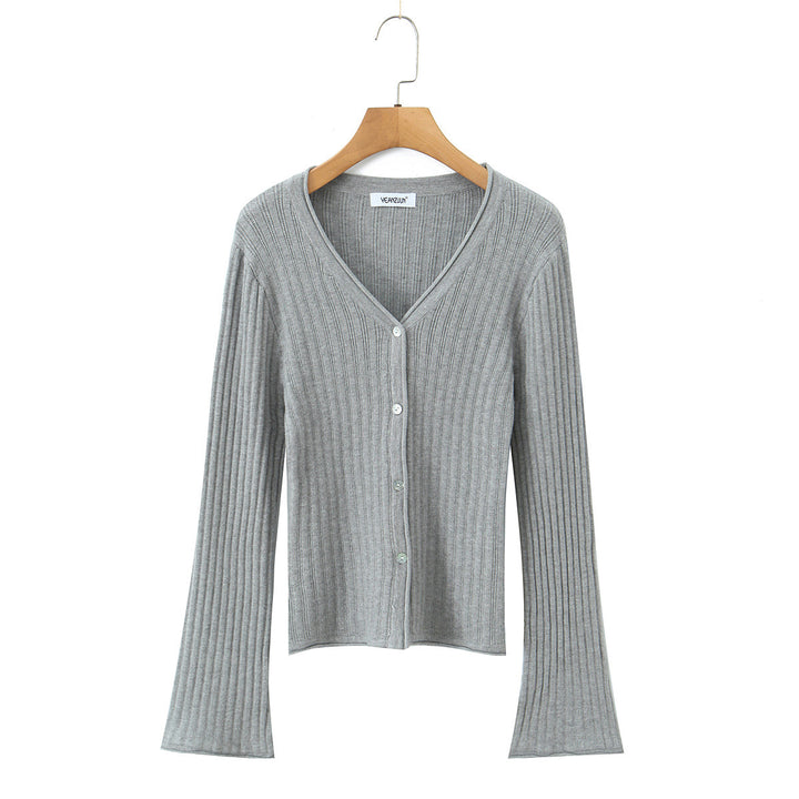 Damen Feinstrick-Cardigan mit V-Ausschnitt und plissiertem Minirock-Set Echoarchiv