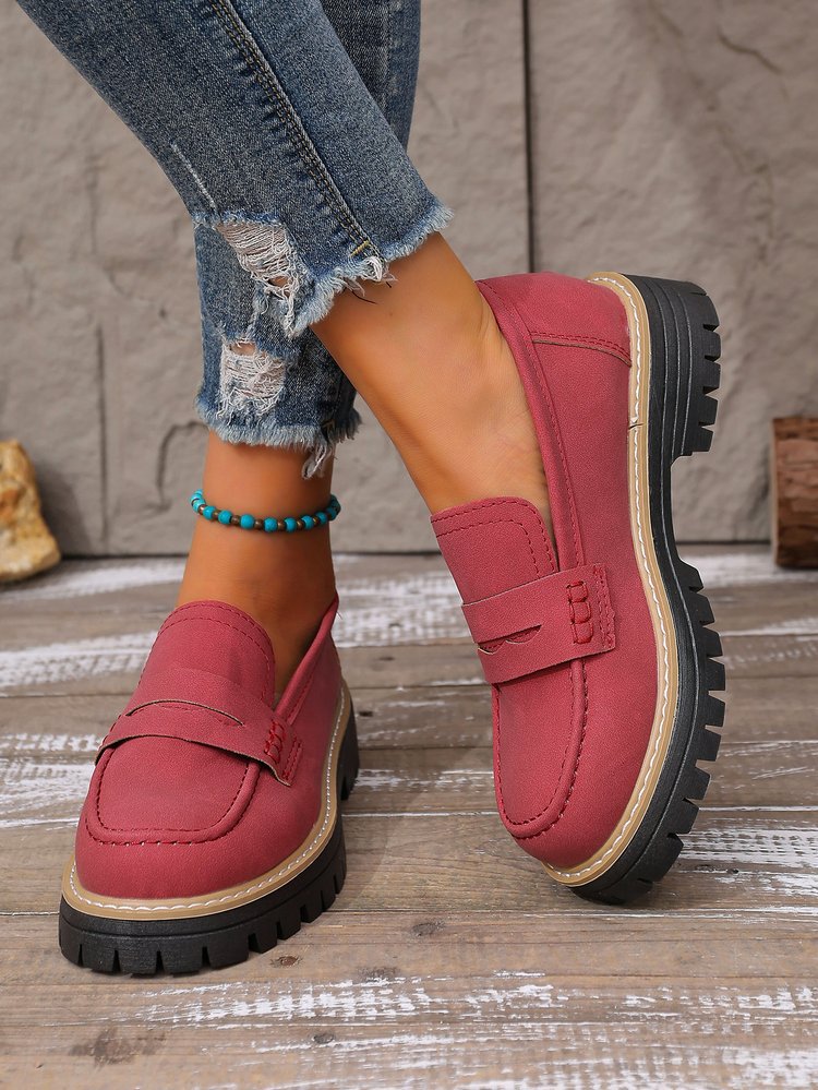 Damen Plateau-Loafer mit profilierter Gummisohle und Mokassin-Detail – Lioré