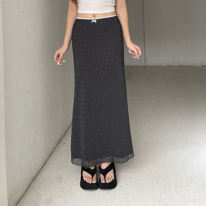 Damen Maxirock mit elegantem Punktmuster und bequemem Elastikbund Echo Archiv