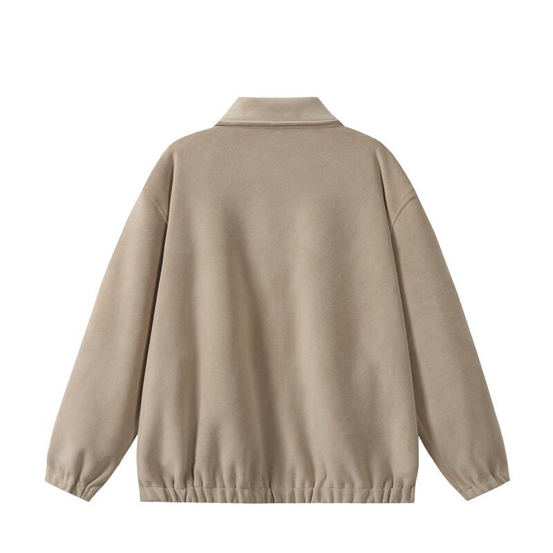 Unisex Fleece‑Blousonjacke im Boxy‑Cut mit Hemdkragen, durchgehendem Reißverschluss und elastischem Saum Echoarchiv