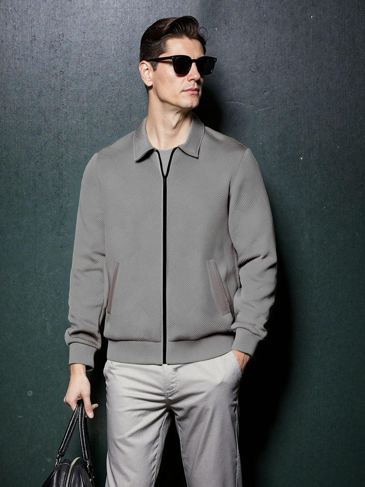 Herren sportliche Jacke mit strukturiertem Design und modernem Kragen Echoarchiv