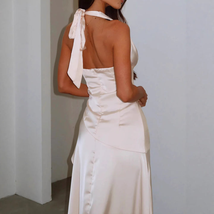 Damen elegantes Wickelkleid mit asymmetrischem Schnitt und Halterhals Echo Archiv