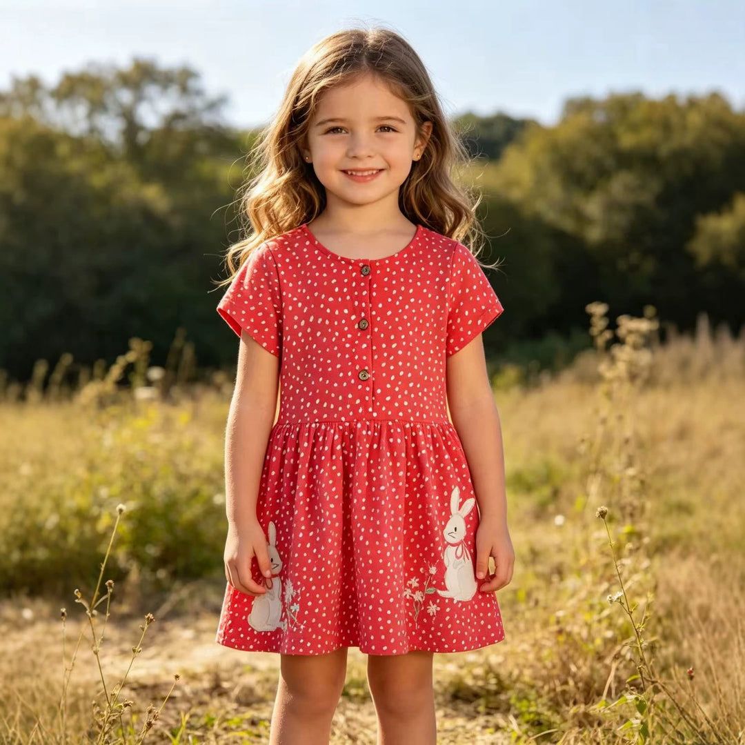 Mädchen Freizeitkleid mit verspieltem Hasenmotiv Echo Archiv